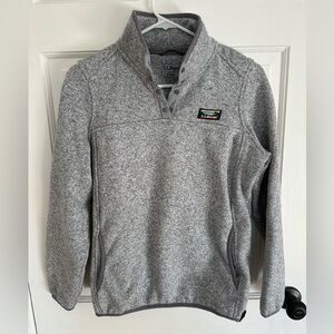 L.L. Bean Heathered Gray Fleece Pullover Sweater